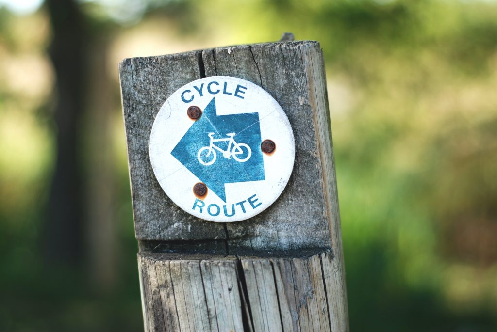 Post with Cycle Route sign.