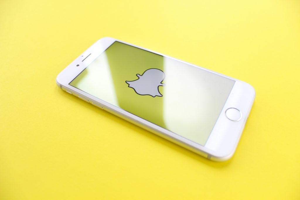 Mobile phone with Snapchat logo